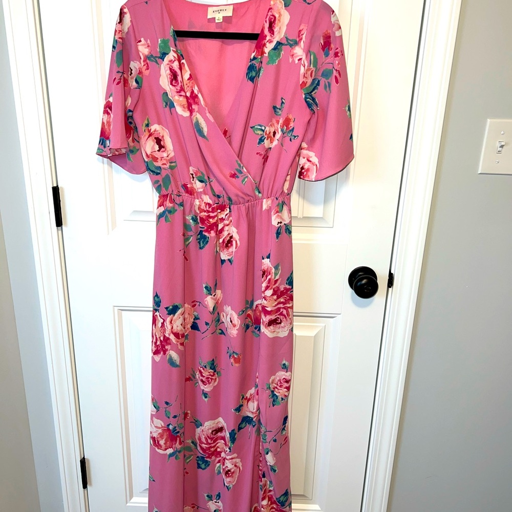Pink floral maxi dress